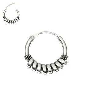 925 Sterling Silver Oxidized Segment Hoop Rings 