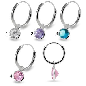 925 Sterling Silver Dangling Round CZ Jewelled Earring