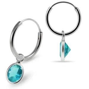925 Sterling Silver Dangling Oval CZ Jewelled Earring 