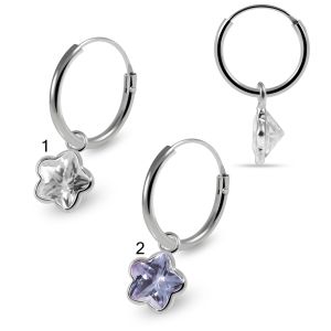 925 Sterling Silver Dangling Flower CZ Jewelled Earring