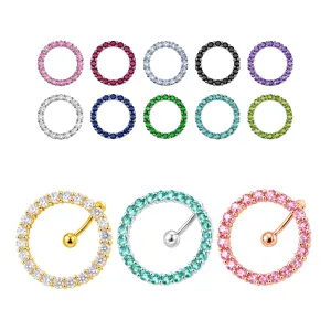 Moving Jeweled Circular Design Belly Ring