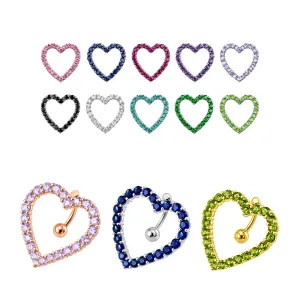 Moving Jeweled Heart Shaoed Belly Ring