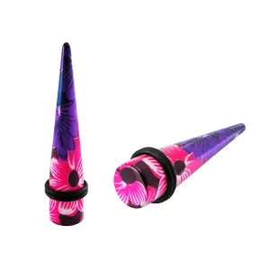 Multi Color Flowers Straight Ear Expander