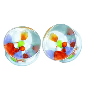 Multi Color Pebble Pyrex Glass Ear Plug