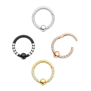 Multi CZ Jeweled 316L Surgical Steel BCR Style Segment Clicker Ring