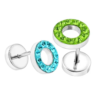 Multi Jeweled 10 mm Flat Disc with Hole Invisible Ear Plug