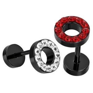 Multi Jeweled 8 mm Black PVD Flat Disc with Hole Invisible Ear Plug