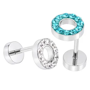 Multi Jeweled 8 mm Flat Disc with Hole Invisible Fake Ear Plug