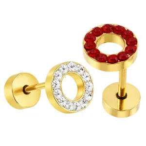 Multi Jeweled 8 mm Gold PVD Flat Disc with Hole Invisible Ear Plug