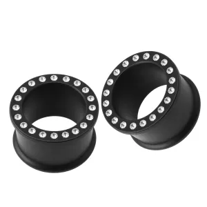 Multi Jeweled Black Silicone Ear Plug