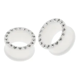 Multi Jeweled Milk White Silicone Ear Plug