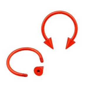 Neon Orange 316L Surgical Steel Circular Barbell with Cone
