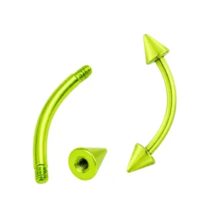 Neon Yellow 316L Surgical Steel Curved Barbells with Cone