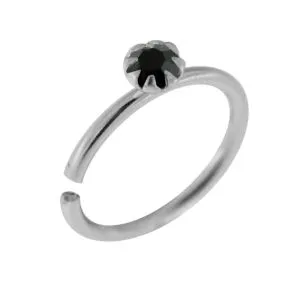 925 Sterling Silver Flower Set Jeweled Nose and Ear Tragus Ring