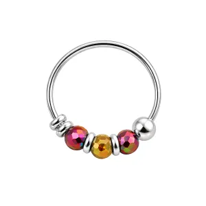 925 Sterling Silver vitrail medium Bead Nose Hoop Ring