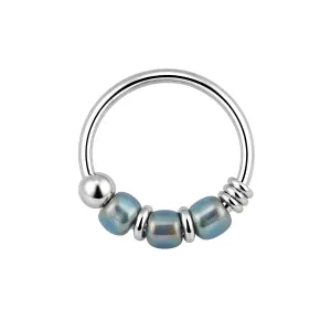 925 Sterling Silver Transparent Lavender Bead Nose Hoop Ring