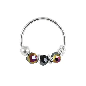 925 Sterling Silver Magento Denim Bead Nose Hoop Ring