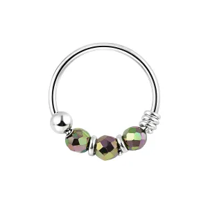925 Sterling Silver Seashell Bead Nose Hoop Ring