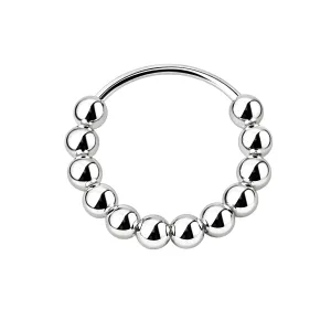 925 Sterling Silver Multible Silver Bead Ball Nose Hoop Ring