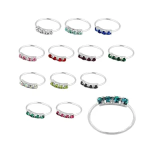 4 CZ's Paved 925 Sterling Silver Seamless Continuous Nose Hoop Ring