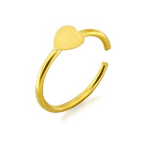 925 Sterling Silver Seamless Continuous Nose Hoop Ring with Heart 