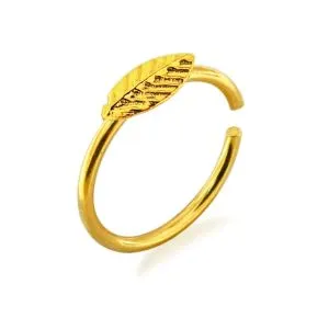 925 Sterling Silver Seamless Continuous Nose Hoop Ring with Leaf