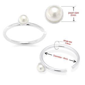 925 Sterling Silver Seamless with Pearl Nose Hoop Ring