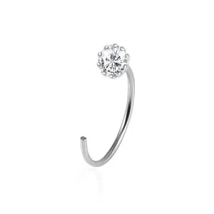 925 Sterling Silver Jeweled Claw Set Open Hoop Nose Ring