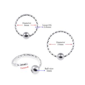 925 Sterling Silver 20G Laser Cut BCR Design Nose Hoop Ring
