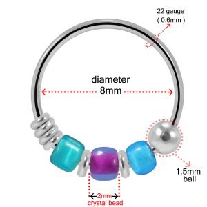 925 Sterling Silver Assorted Triple Beaded Nose Hoop Ring