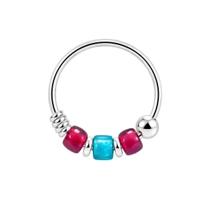 925 Sterling Silver Blended Triple Beaded Nose Hoop Ring