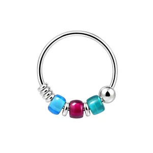 925 Sterling Silver Fused Triple Beaded Nose Hoop Ring
