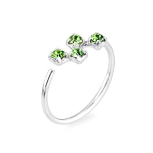 925 Sterling Silver 4 CZ's Seamless Continuous Nose Hoop Ring 