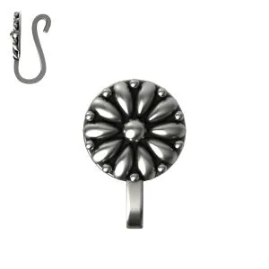 Oxidized Silver Fake Non Piercing Flower with dots Nose Cuff