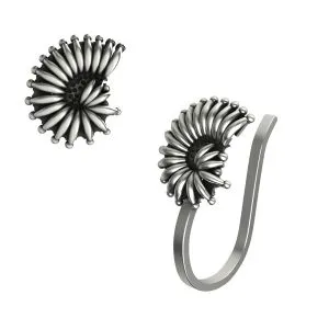 925 Sterling Silver Oxidized Non Piercing Swirl Nose Cuff
