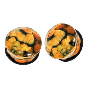 Orange Pebble Pyrex Glass Ear Plug