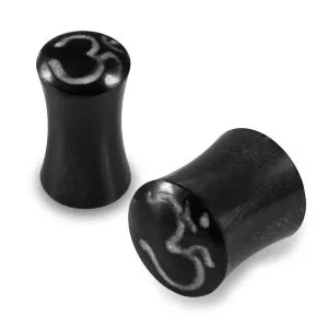 Double Flared Om Inlay Organic Horn Saddle Ear Plug