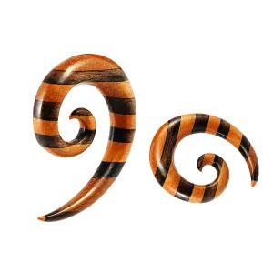 Organic Iron and Saba Wood Spiral Ear Expander Gauges