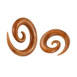 Organic Saba Wood Spiral Ear Expander Gauges