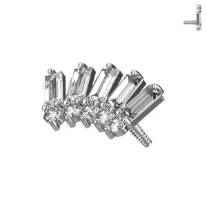 316L Surgical Steel Baguette & Round CZ Internally Threaded Top -Steel