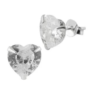 925 Sterling Silver Heart CZ Earring