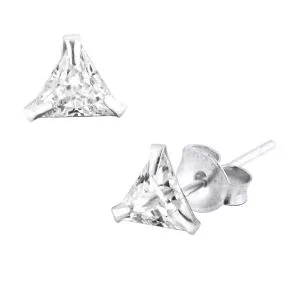 925 Sterling Silver Triangle CZ Earring