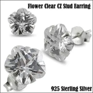 925 Sterling Silver Flower CZ Earring