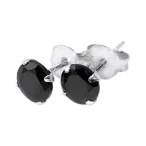 925 Sterling Silver Earrings With Black Zirconia