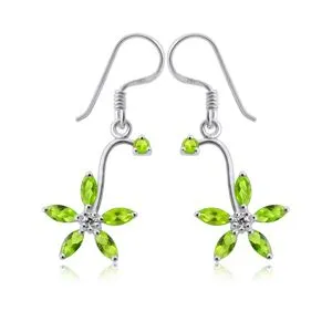 High Quality Stones 925 Sterling Silver Flower Earring
