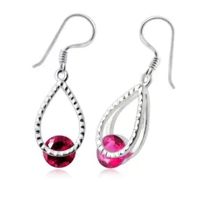 Fancy Jeweled Silver Single Stone Earring