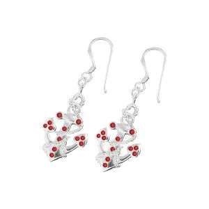 Jeweled Anchor 925 Sterling Silver Hook Earring 