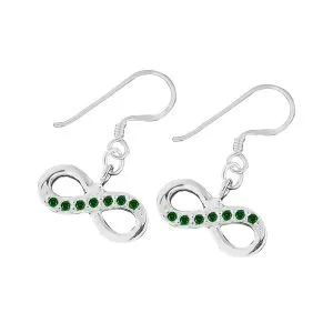 Jeweled Trendy Infinitive 925 Sterling Silver Hook Earring 