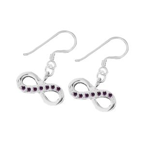 Jeweled Trendy Infinitive 925 Sterling Silver Hook Earring 