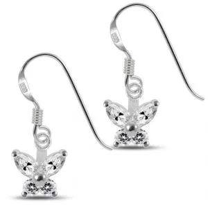 Fancy Jeweled Butterfly Dangling 925 Sterling Silver Ear Ring